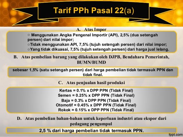 tarif pph pasal 22